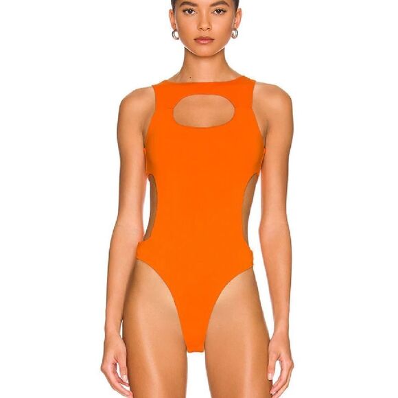 NWT superdown mabelle cut out top orange knit bodysuit Revolve S - Picture 1 of 9